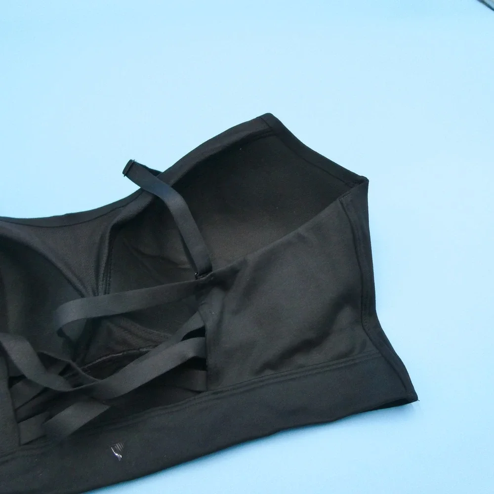 Victoria's Secret Sports Bra Womens 38D On Point Black Strappy Back‎ Polyester